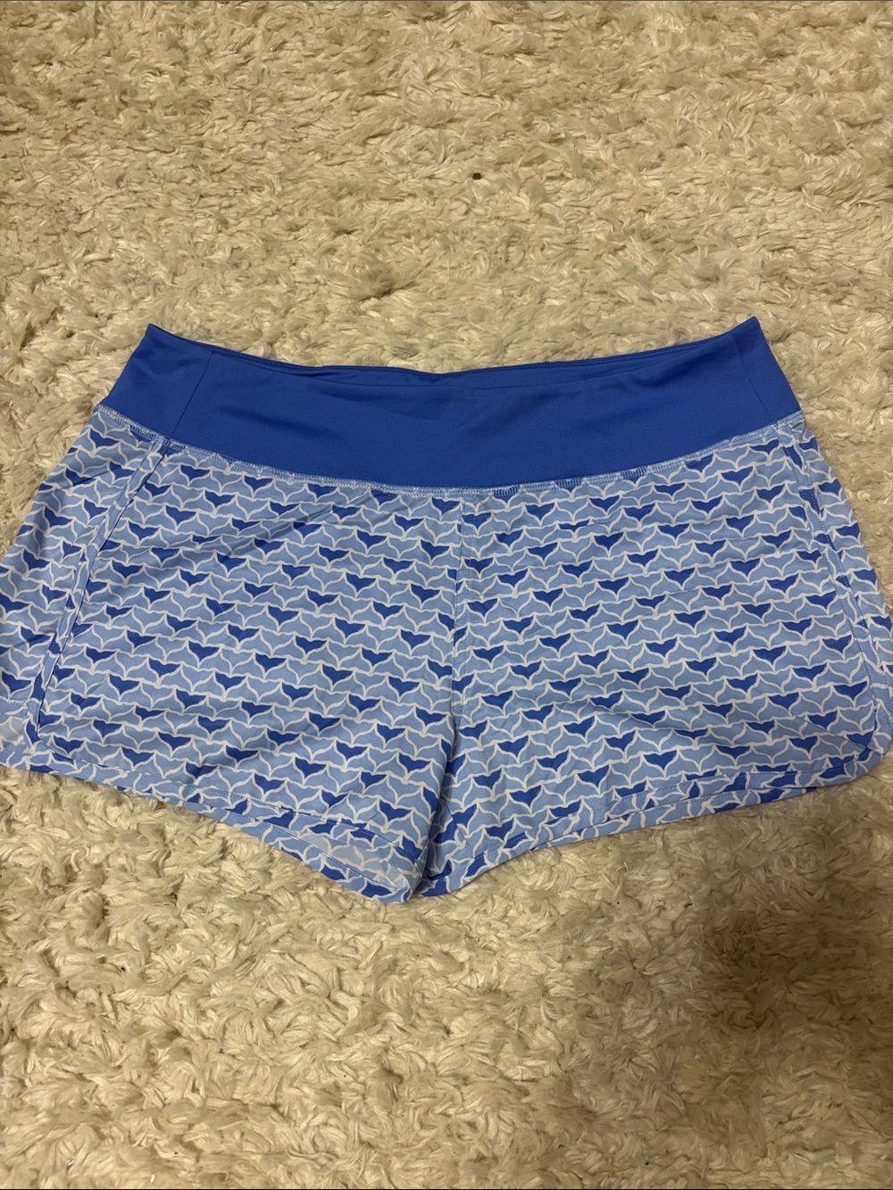 Vineyard Vines Blue Patterned Athletic Shorts with Royal Waistband